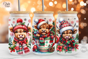 Christmas Cow 16 Oz Glass Wrap Tumbler