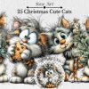 Christmas Cute Cats Clipart