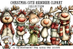 Christmas Cute Reindeer Clipart