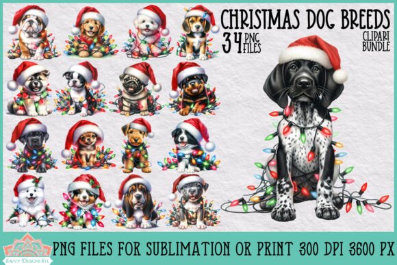 Christmas Dog Breeds Clipart Bundle