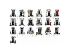 Alternative view of Christmas Door Clipart Set