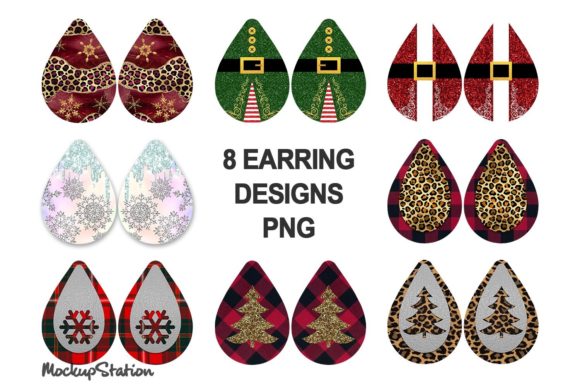 Christmas Earring Sublimation Bundle PNG