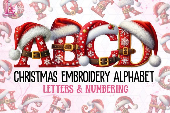 Christmas Embroidery Alphabet Clipart
