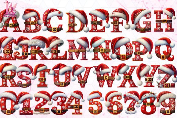 Christmas Embroidery Alphabet Clipart - Image 2