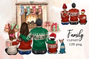 Christmas Family Clipart Personalized