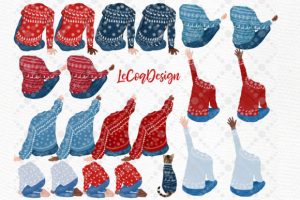 Alternative view of Christmas Family Clipart Sitting Family