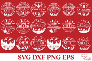 Alternative view of Christmas Family Name Door Sign SVG