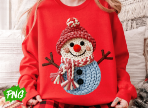 Alternative view of Christmas Faux Yarn Crochet Snowman Png