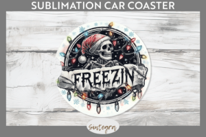 Christmas Freezin' Skeleton Car Coaster