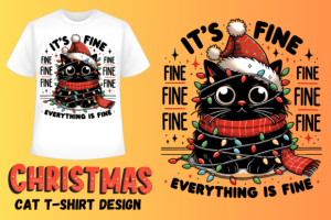 Christmas Funny Cat Tshirt Design