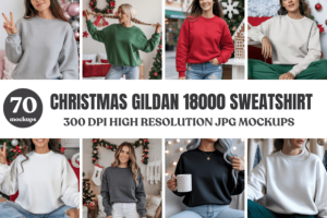 Christmas Gildan 18000 Mockup Bundle