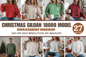 Christmas Gildan 18000 Mockup Bundle