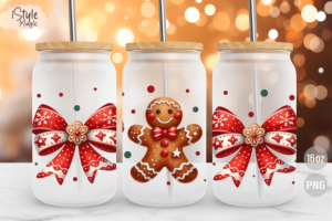 Christmas Gingerbead 16oz Glass Wrap PNG