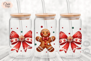Alternative view of Christmas Gingerbead 16oz Glass Wrap PNG