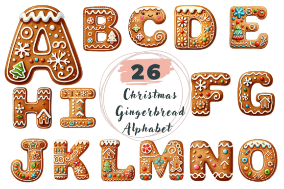 Christmas Gingerbread Alphabet Clipart