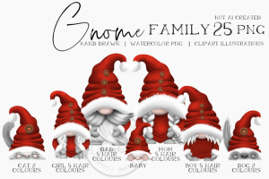 Christmas Gnome Family Clipart