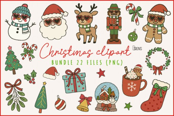Christmas Hand-Drawn Clipart Bundle Png