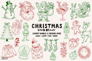 Christmas Hand-Drawn Clipart Png Bundle