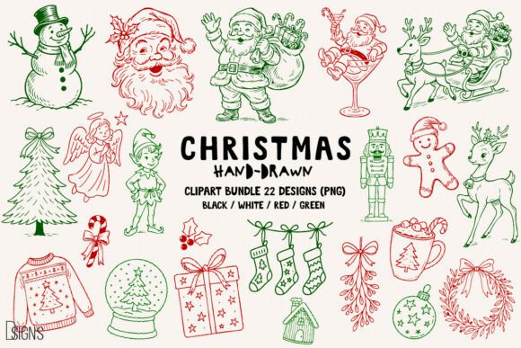 Christmas Hand-Drawn Clipart Png Bundle