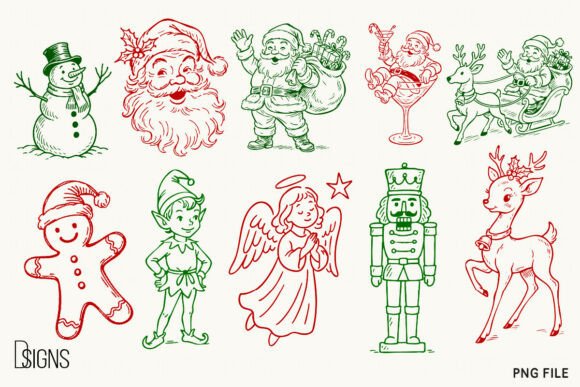 Christmas Hand-Drawn Clipart Png Bundle - Image 3