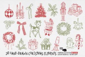 Christmas Hand-Drawn Element PNG Bundle