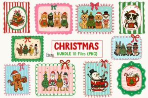 Christmas Hand-Drawn Frame Bundle Png