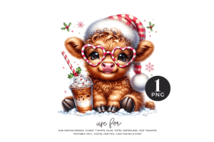 Christmas Highland Cow PNG