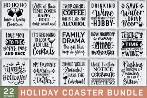 Christmas Holiday Coaster SVG Bundle
