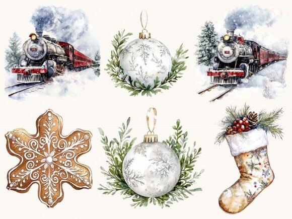 Christmas Holiday Vintage Clipart Bundle - Image 3