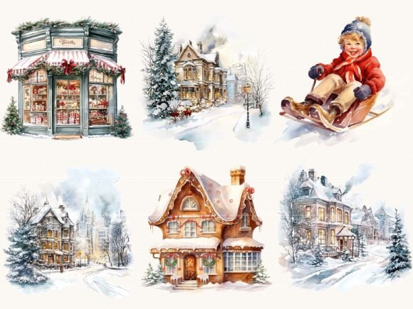 Christmas Holiday Vintage Clipart Bundle - Image 6