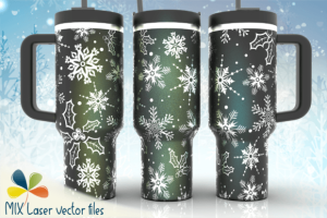 Alternative view of Christmas Snowflakes Laser Engraving 40oz Tumbler