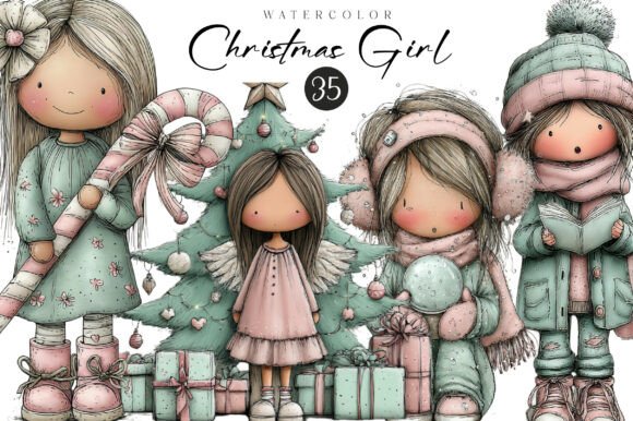 Christmas Little Girl Clipart