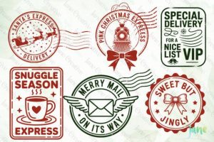 Alternative view of Christmas Mail Stamps SVG PNG Bundle