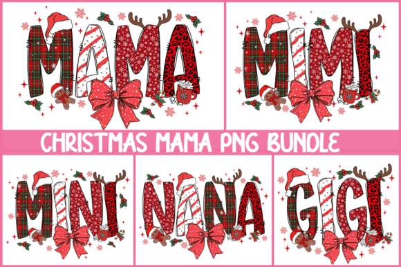 Christmas Mama PNG Bundle,Leopard Plaid