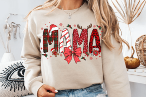 Alternative view of Christmas Mama PNG Bundle,Leopard Plaid