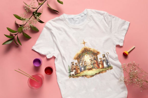 Christmas Nativity Scene Watercolor Clip - Image 3