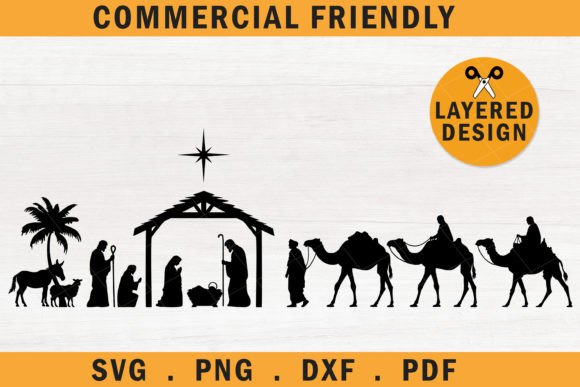 Christmas Nativity Scene Manger SVG