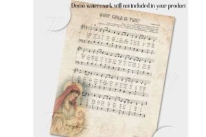 Alternative view of Christmas Old Music Sheet 8.5x11in