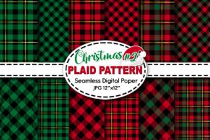 Christmas Plaid Pattern Digital Paper V2