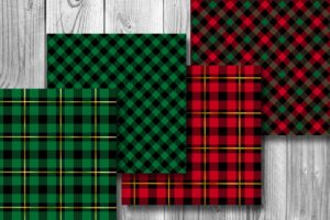 Alternative view of Christmas Plaid Pattern Digital Paper V2