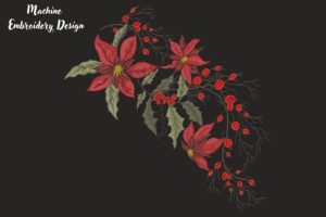 Alternative view of Christmas Poinsettia and Holly