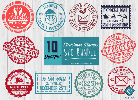 Christmas Post Stamps Bundle Santa