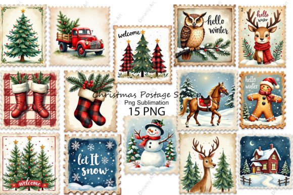 Christmas Postage Stamp Png Sublimation
