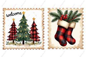 Alternative view of Christmas Postage Stamp Png Sublimation