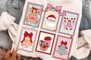 Christmas Postage Stamps PNG, Cute Retro