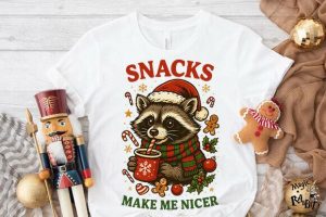 Alternative view of Christmas Raccoon Snacks Quote PNG