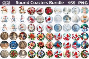 Christmas Round Coasters Bundle