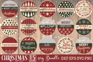 Christmas SVG Bundle, Holidays Round Doo