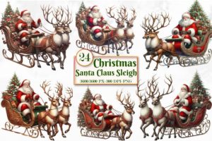 Christmas Santa Claus Sleigh Clipart