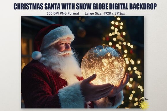 Christmas Santa with Snow Globe Backdrop - Image 3